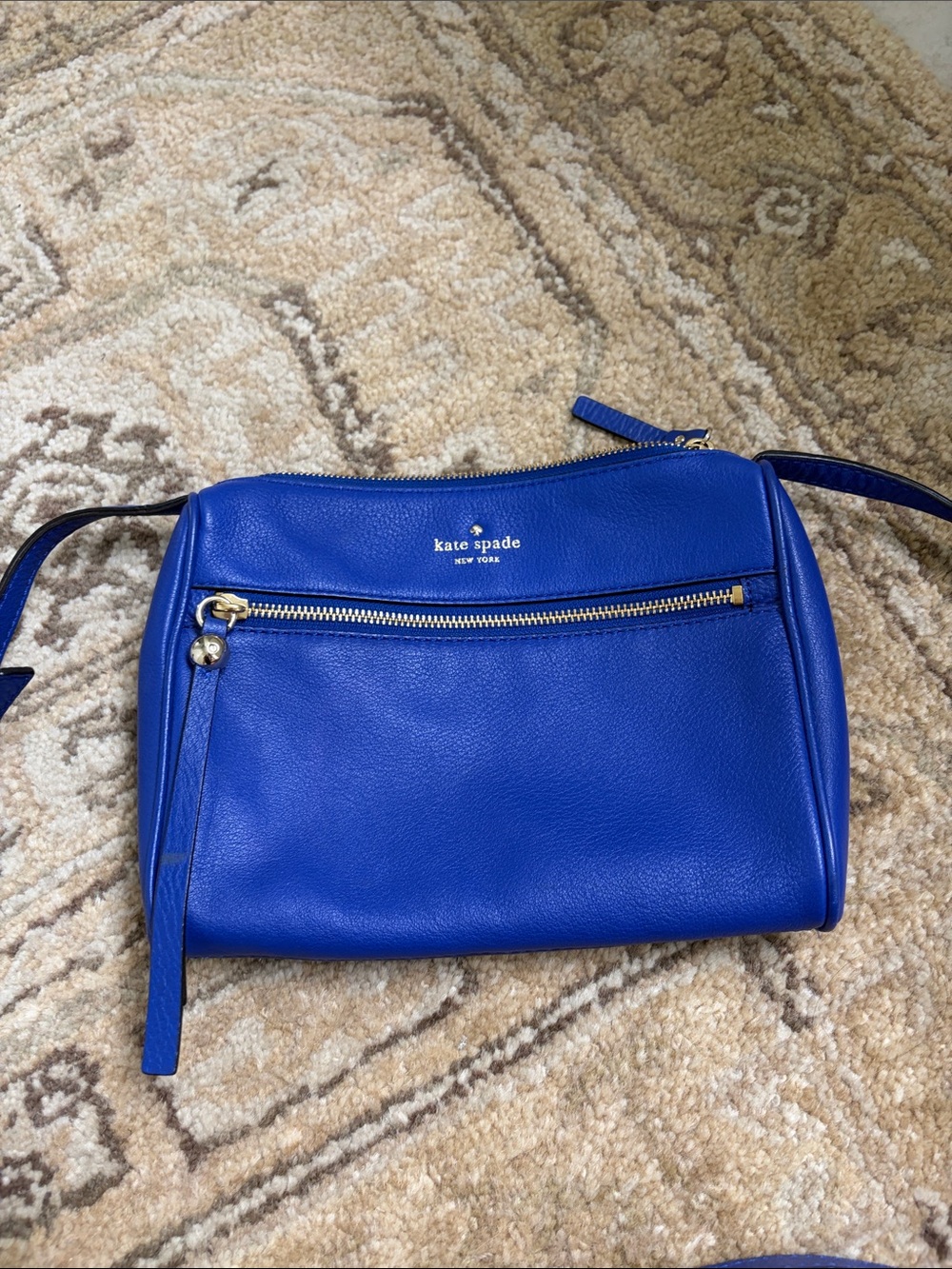 kate spade Electric Blue Leather Crossbody with Gold Hardware